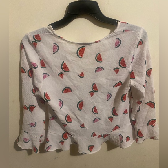 Watermelon Print Flare Sleeve Crop Blouse - Picture 4 of 5